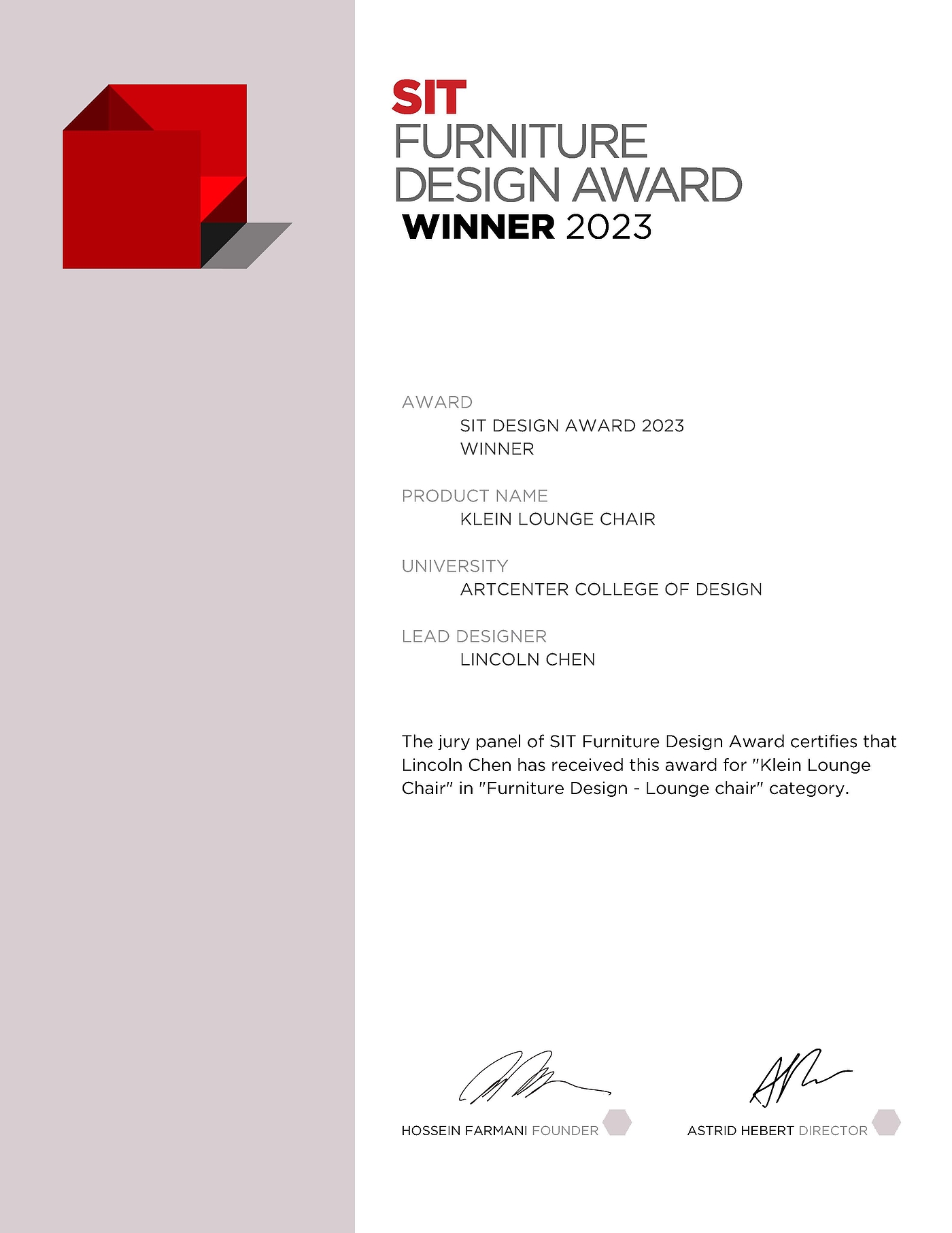 furniture，Lincoln，ACCD，ArtCenter，