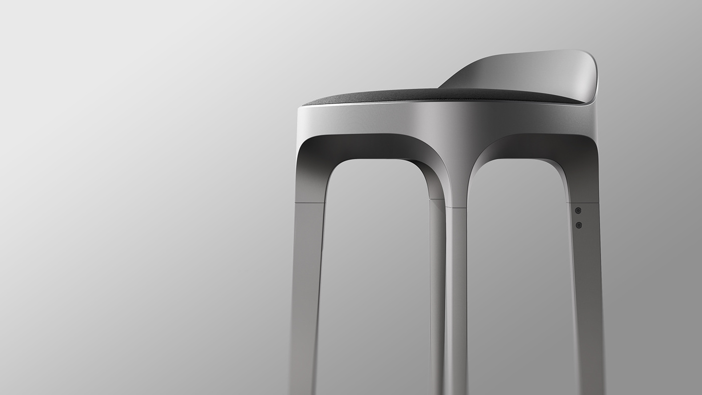 Hew Stool，chair，Metal，wood，Visual contrast，