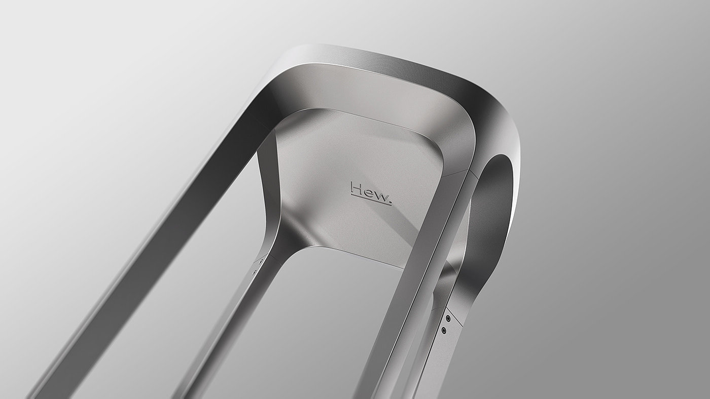 Hew Stool，chair，Metal，wood，Visual contrast，