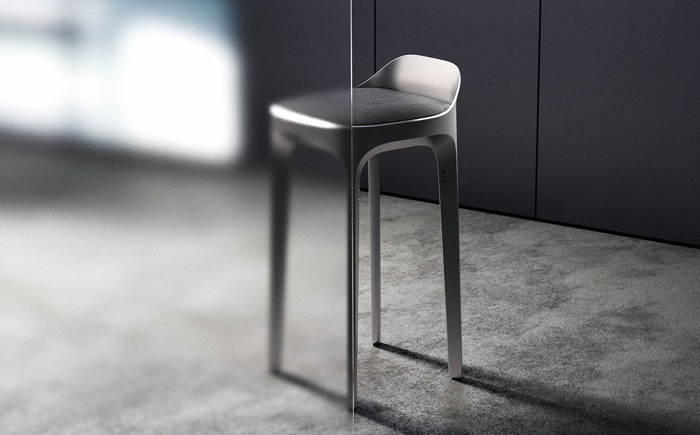 Hew Stool，chair，Metal，wood，Visual contrast，