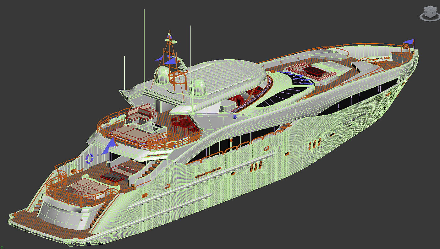 游艇，3D 模型，superyacht，