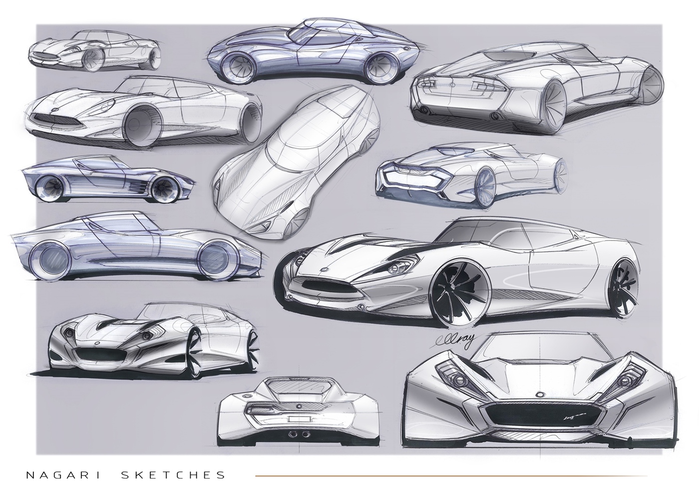 Automatic design，sketch，Bolwell Nagari，Hand drawn car，
