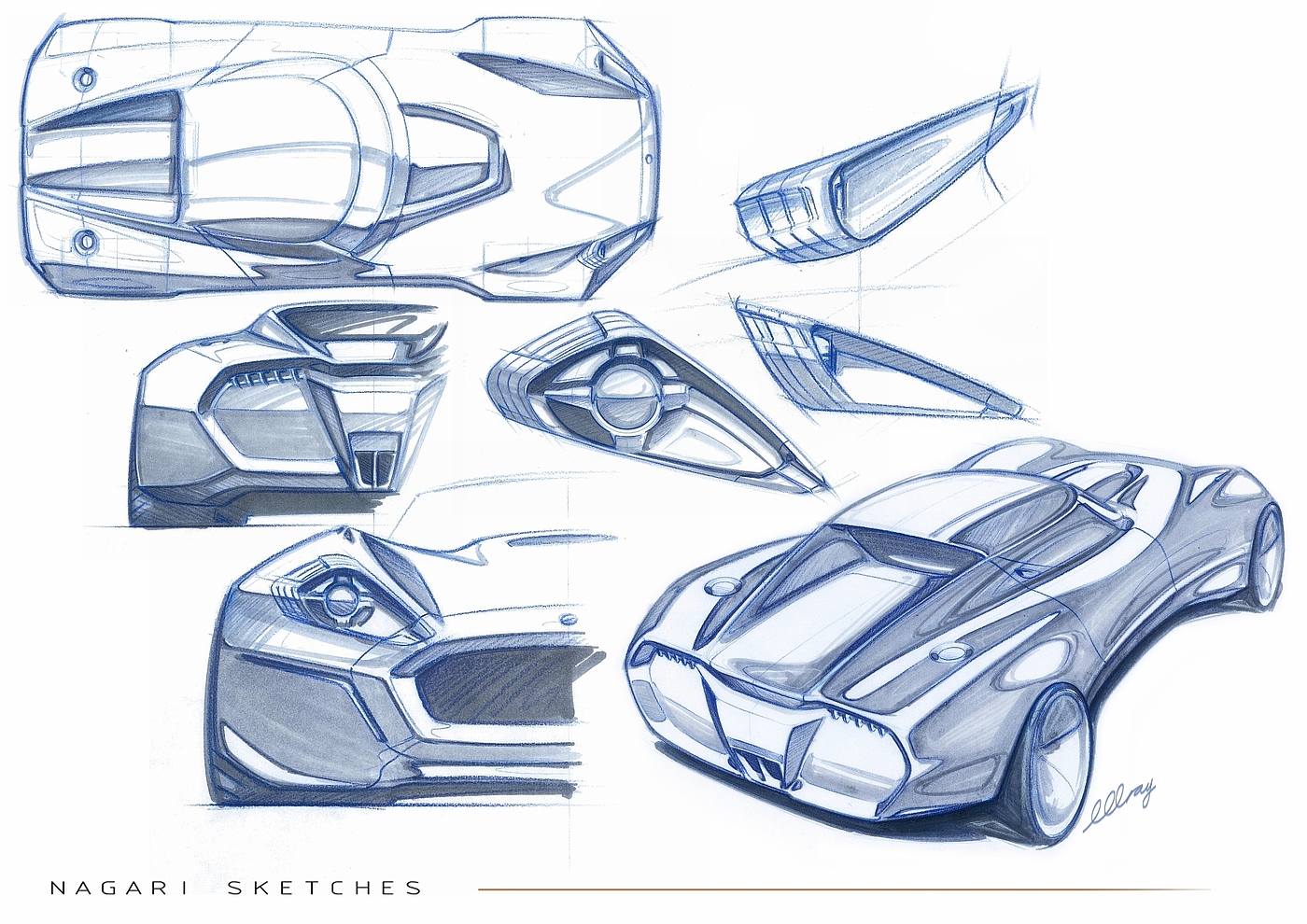 Automatic design，sketch，Bolwell Nagari，Hand drawn car，