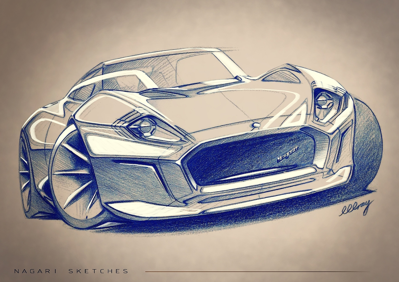 Automatic design，sketch，Bolwell Nagari，Hand drawn car，