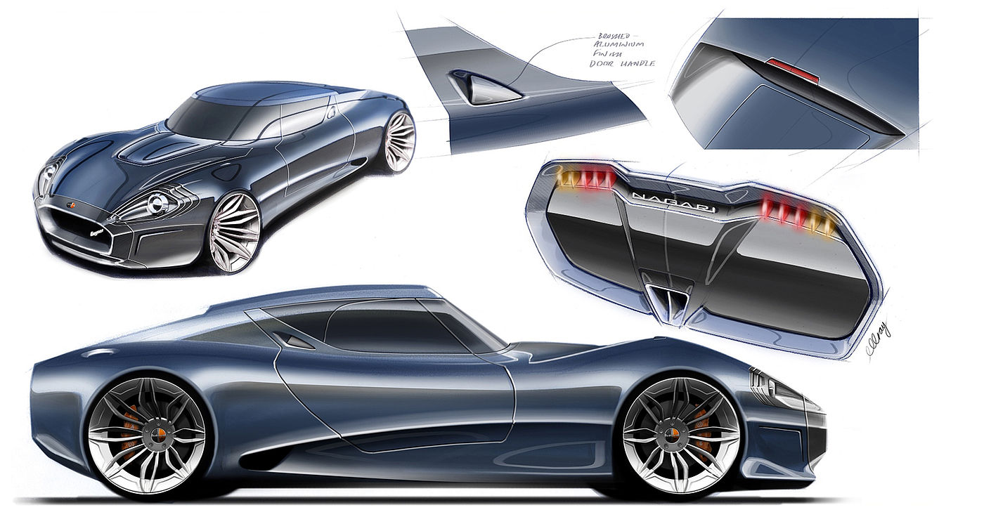 Automatic design，sketch，Bolwell Nagari，Hand drawn car，