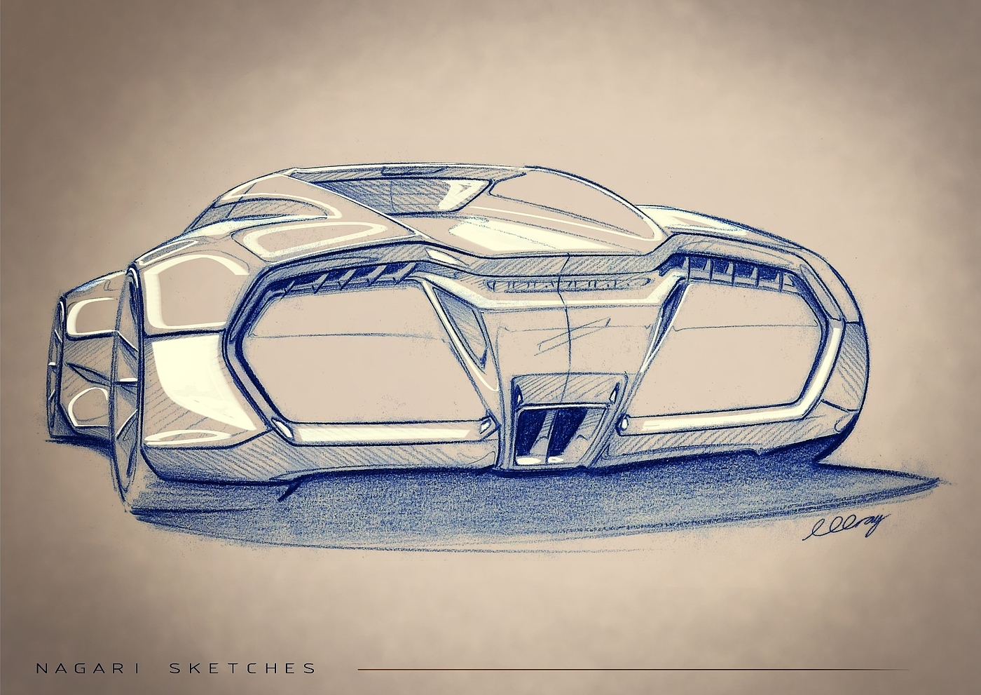 Automatic design，sketch，Bolwell Nagari，Hand drawn car，