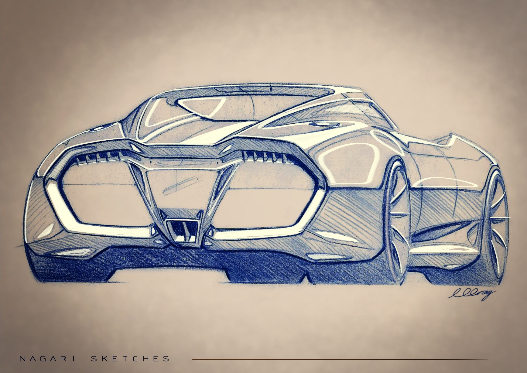 Automatic design，sketch，Bolwell Nagari，Hand drawn car，
