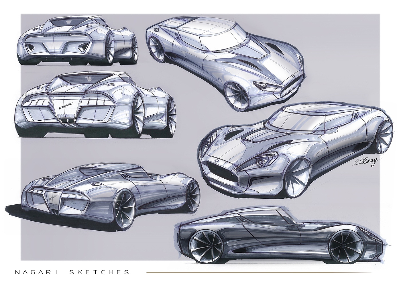 Automatic design，sketch，Bolwell Nagari，Hand drawn car，