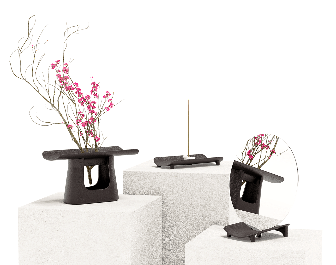 Cheon Ji In，vase，mirror，Incense burner，