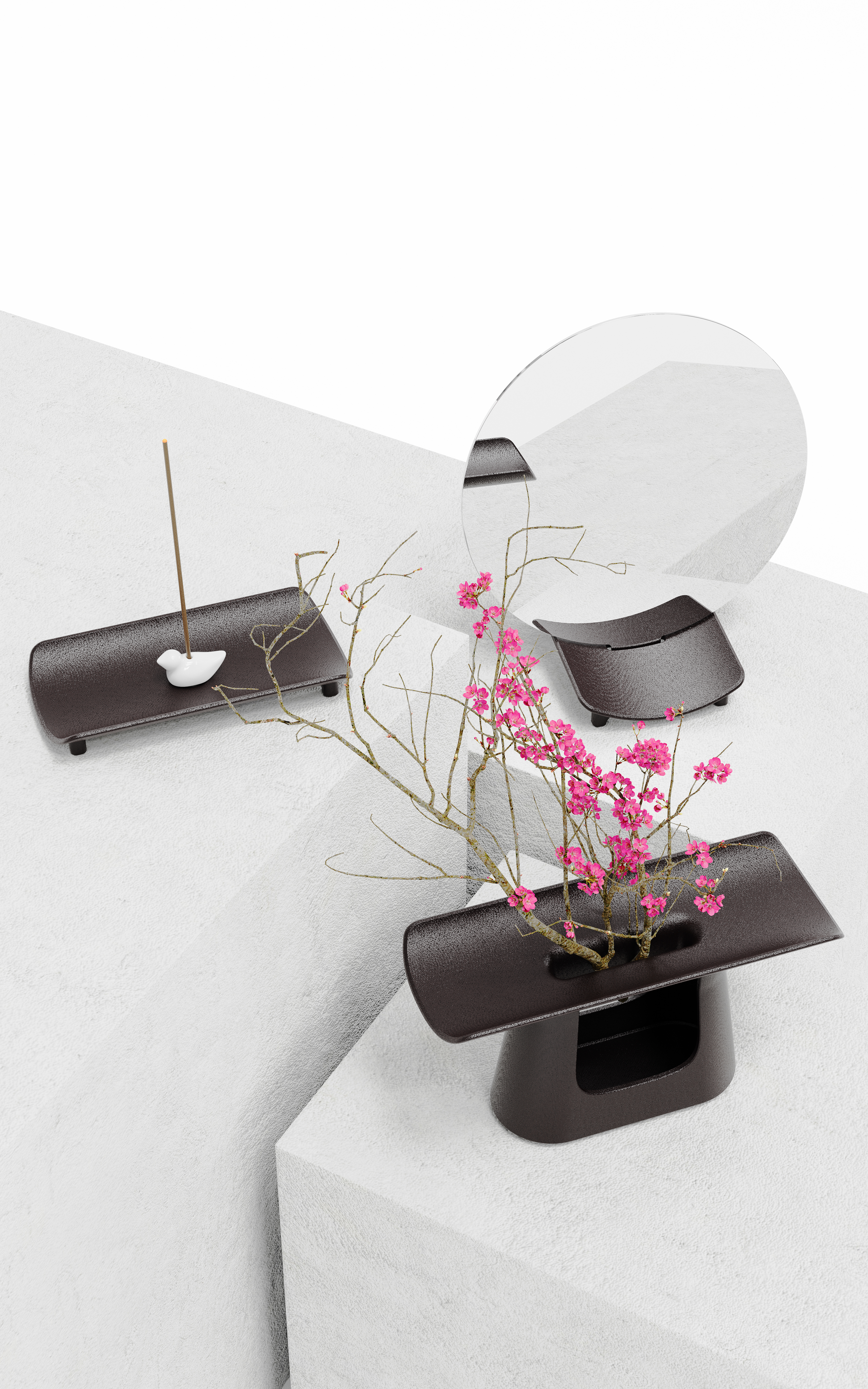 Cheon Ji In，vase，mirror，Incense burner，