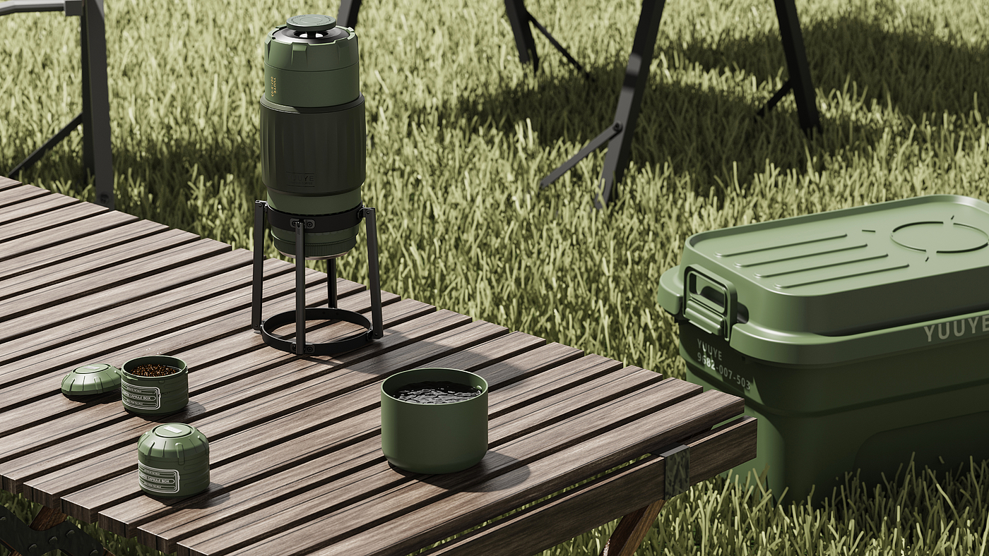 kyehsot，Render，product design，Camping Outdoor，Coffee machine，A touch，modeling，industrial design，