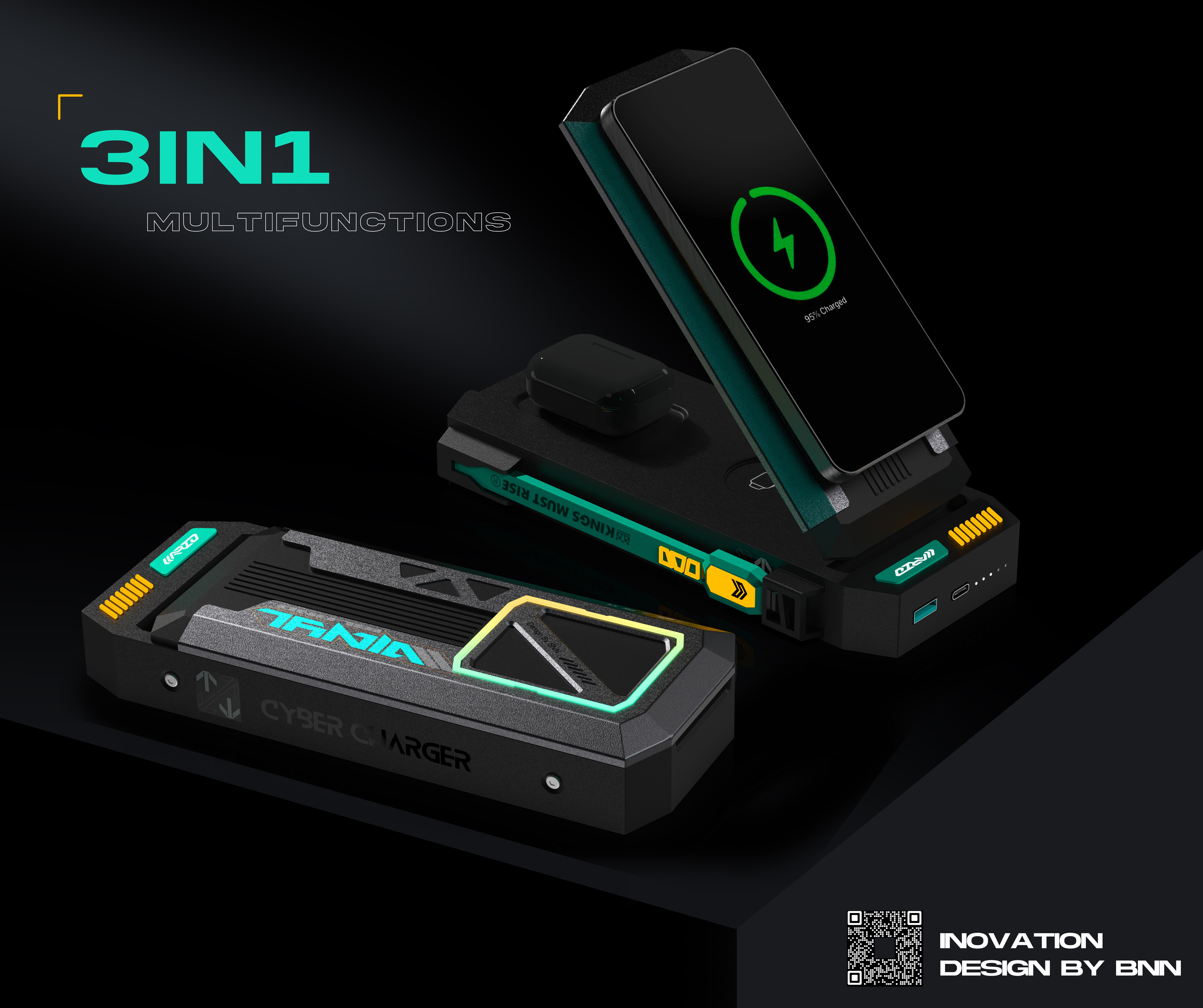 Cyberpunk，Mobile charging，portable battery，portable source，Apple charging，Magnetic suction charging，