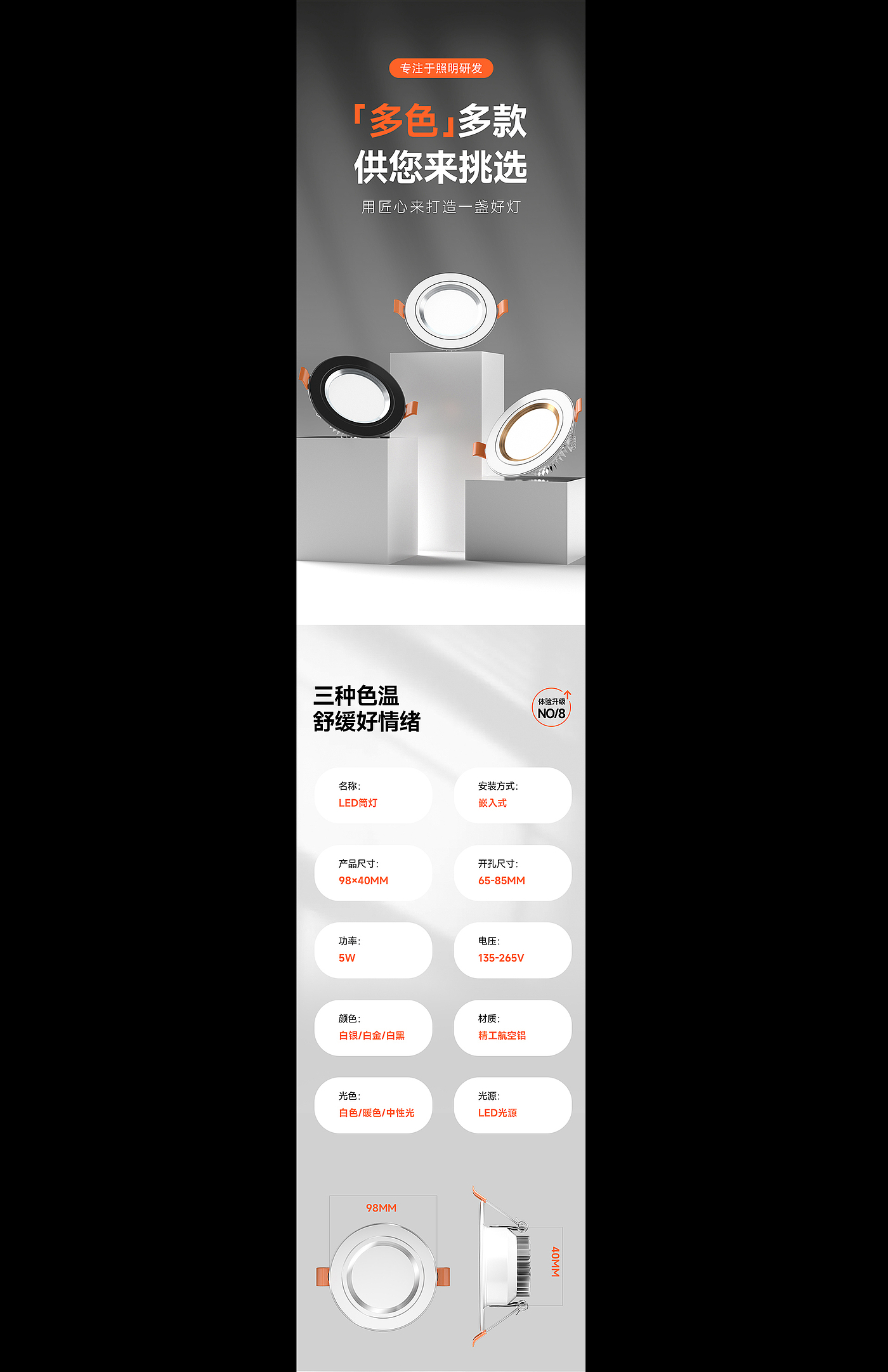 Downlight，All aluminum downlight，