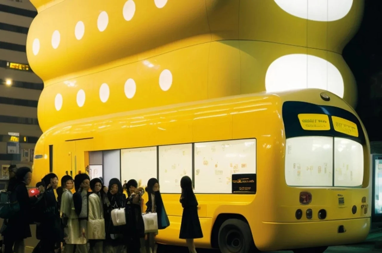 Multi-storey bus，yellow，originality，conceptual design，