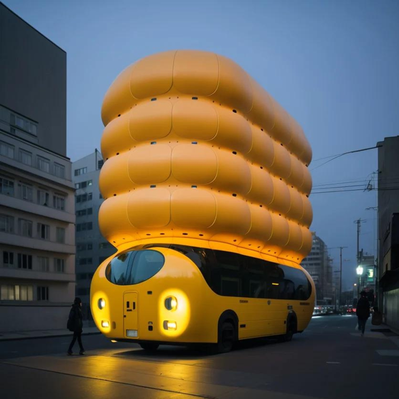 Multi-storey bus，yellow，originality，conceptual design，