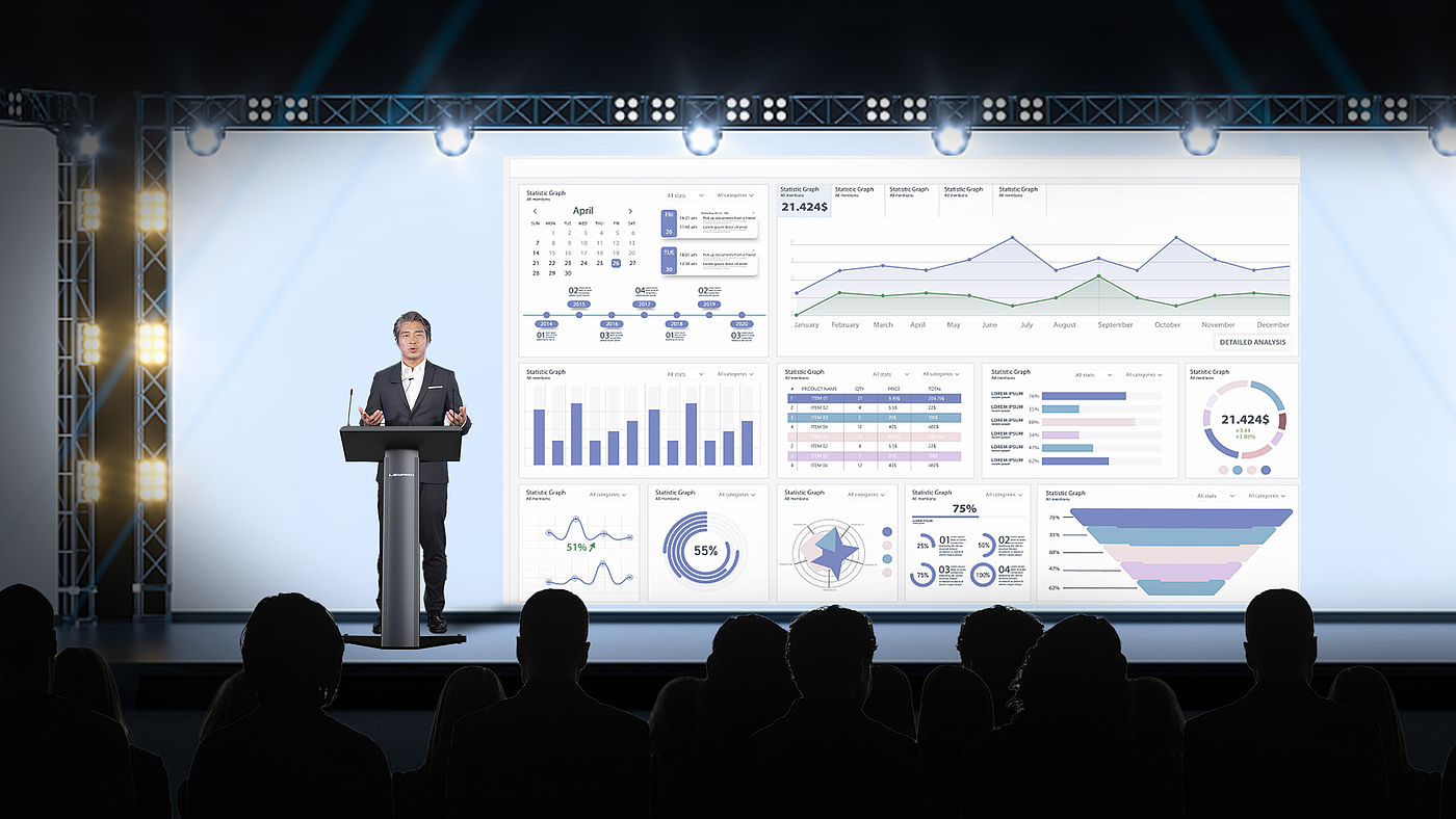 LED, smart podium, conference, touch interaction, lift，