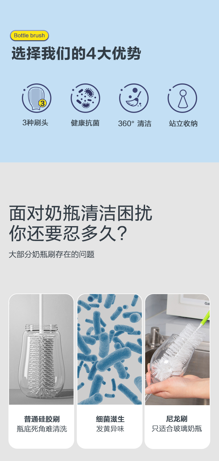 milk bottle brush，Infant child，Cleaning brush，