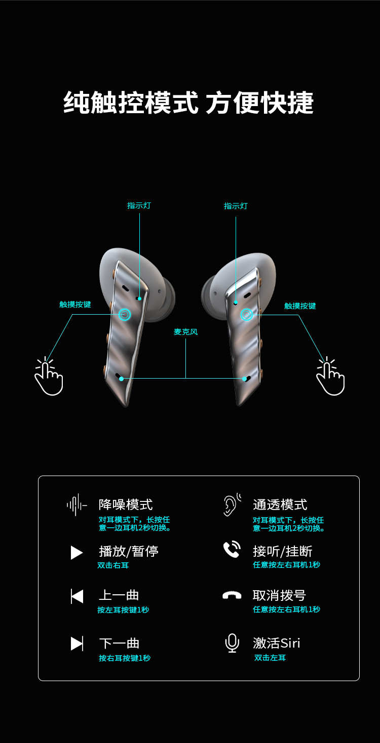 headset，True wireless Bluetooth headset，
