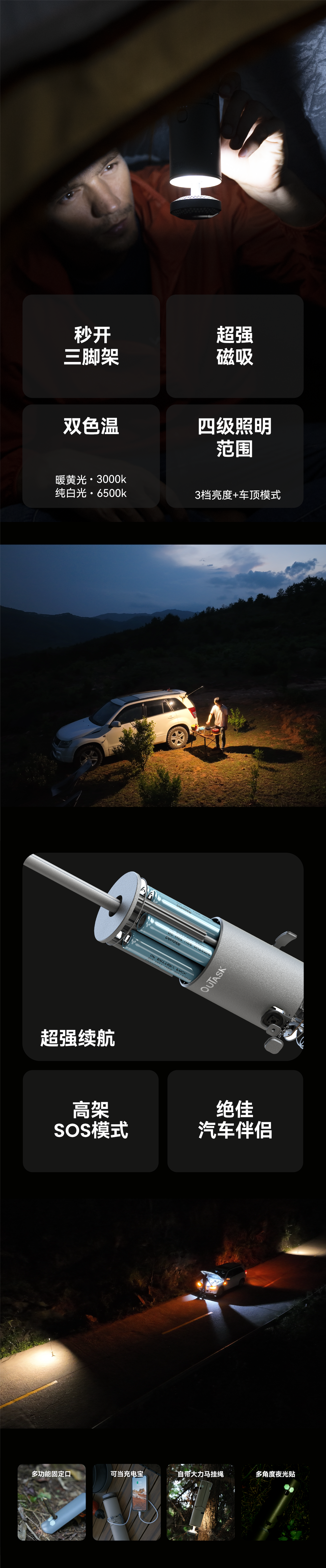 Good simple geometry，Original brand，Outdoor equipment，product design，Multifunctional retractable lamp，
