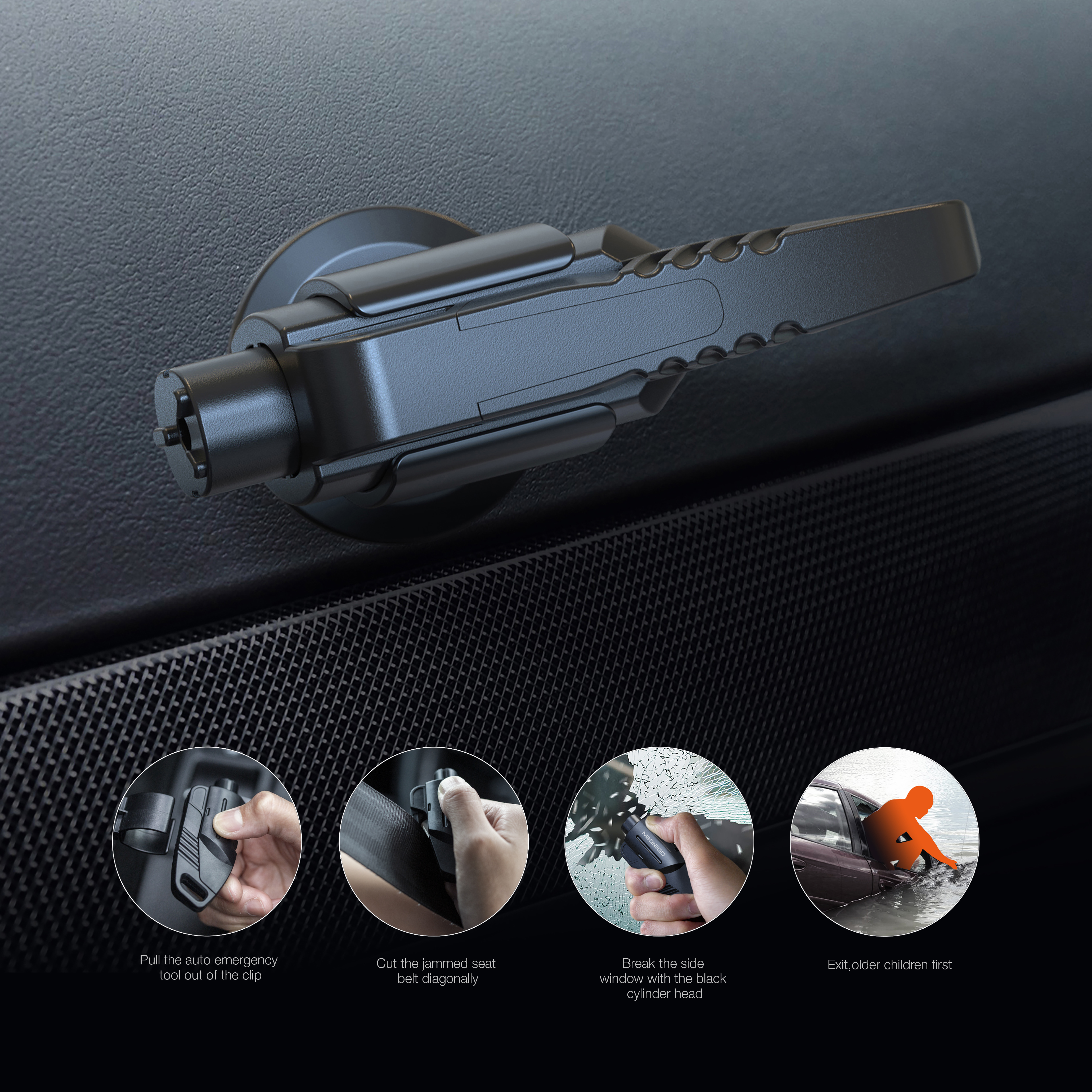 automobile，road trip，Broken window，Emergency safety hammer，escape，Cut safety belt，Underwater Escape，Car spontaneous combustion escape，