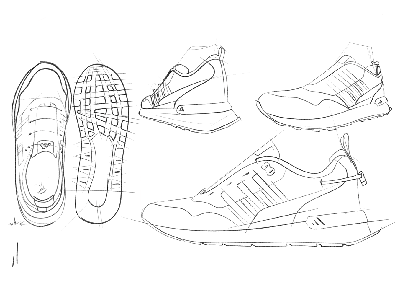 运动鞋，鞋，3d，2D，