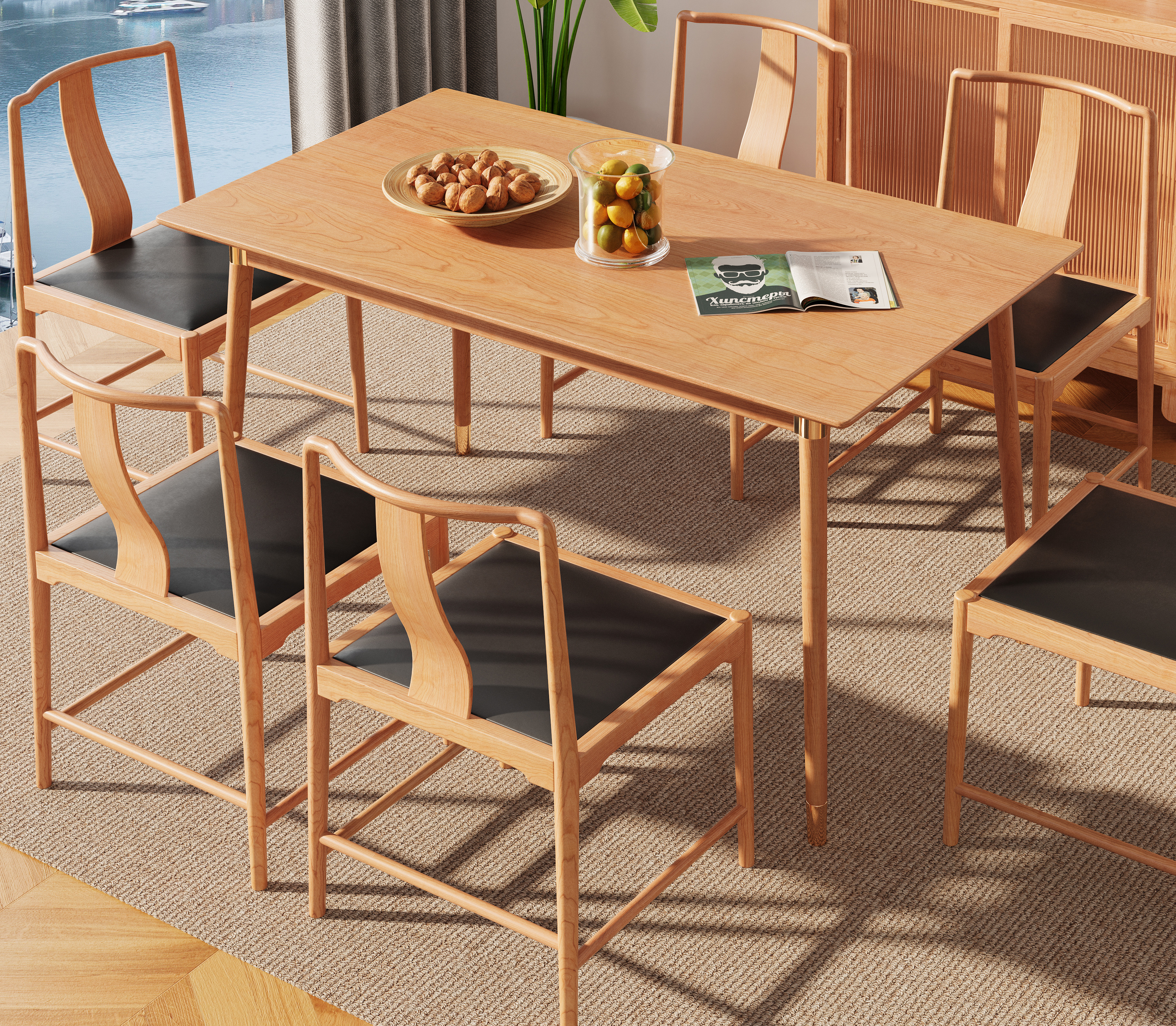 Chinese style，furniture，solid wood，Mahogany，table，Dining chair，Sideboard，modeling，