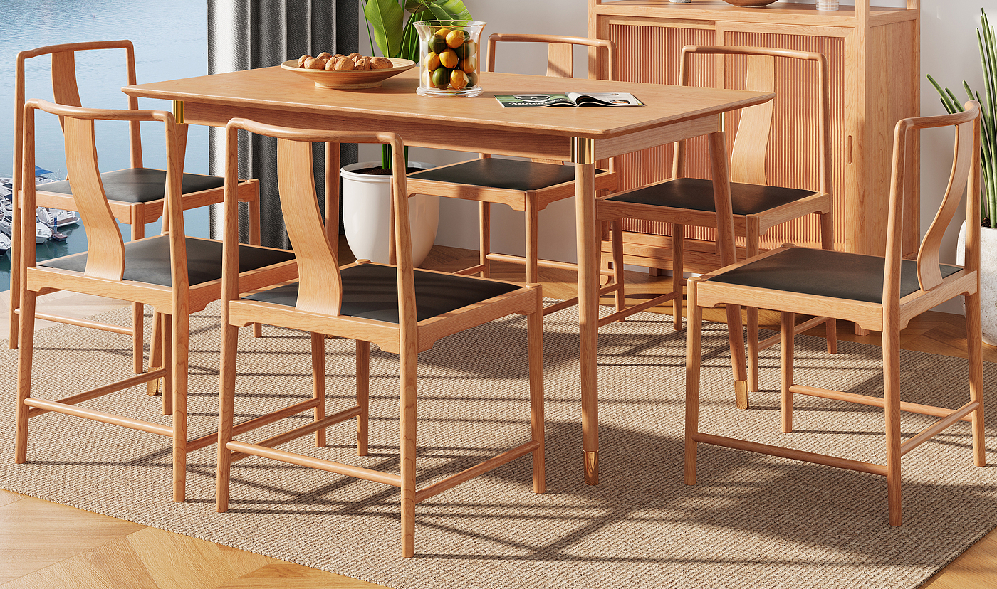 Chinese style，furniture，solid wood，Mahogany，table，Dining chair，Sideboard，modeling，