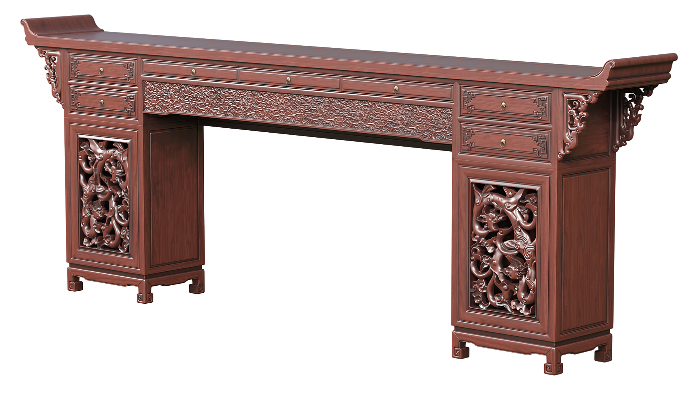 Chinese style，Article，furniture，Mahogany，red sandalwood，Yellow pear，Modeling rendering animation，Video tutorial，