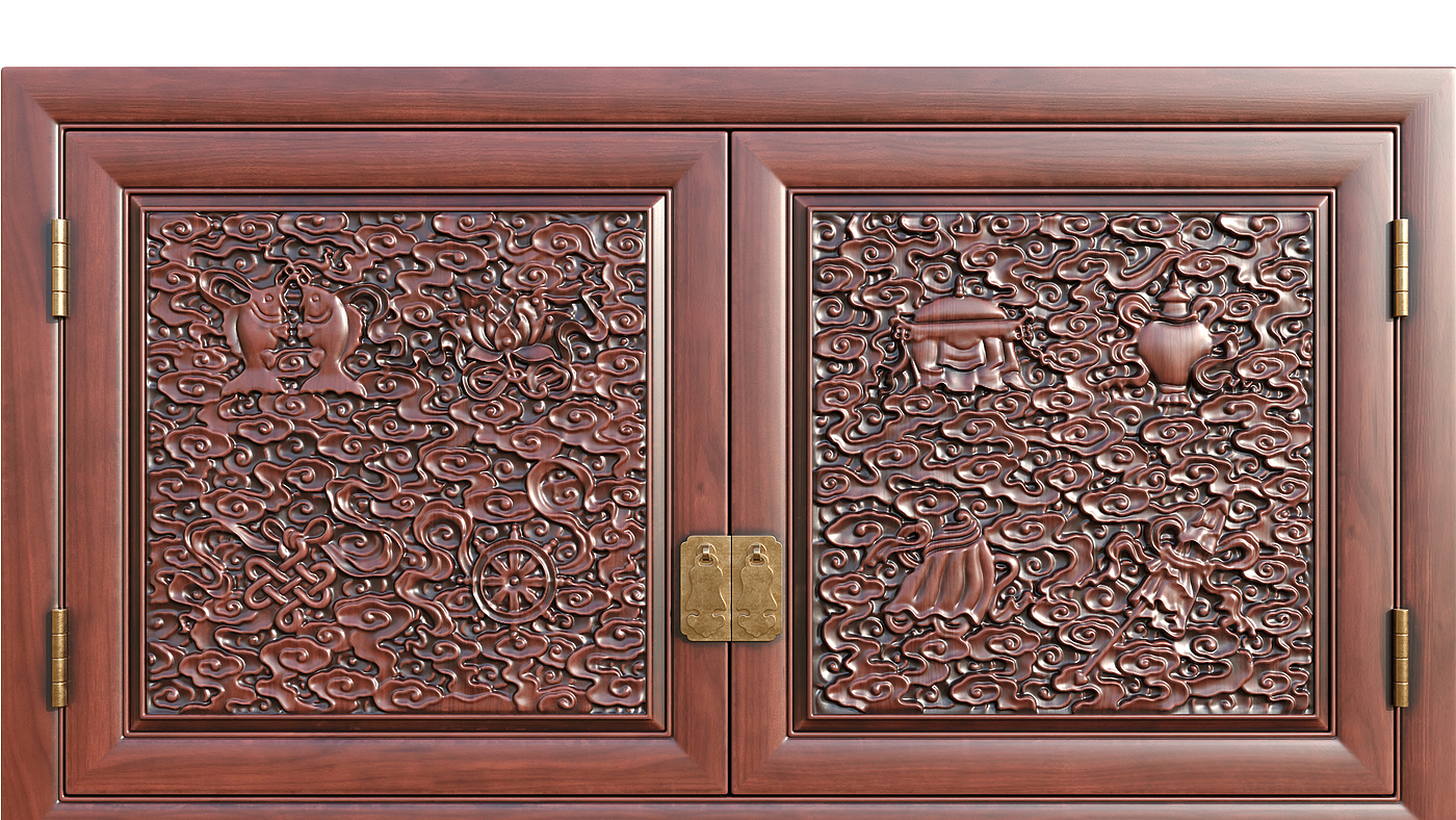 Chinese style，wardrobe，Carved，furniture，Mahogany，red sandalwood，Yellow pear，carving，