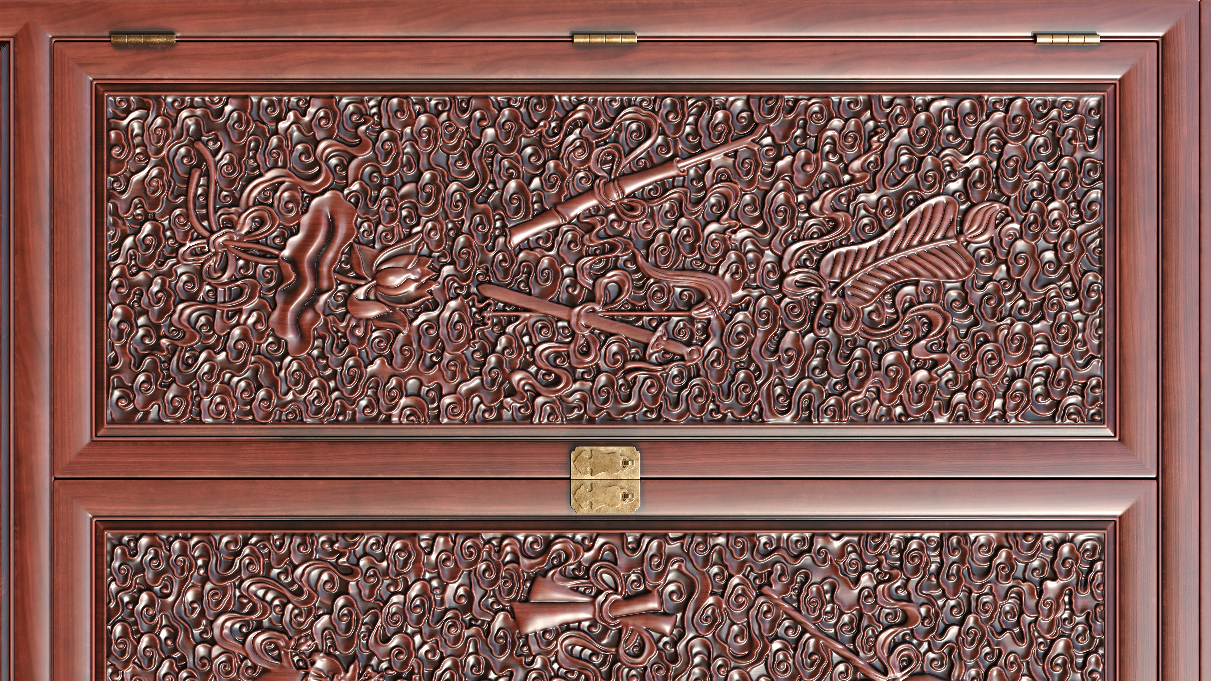 Chinese style，wardrobe，Carved，furniture，Mahogany，red sandalwood，Yellow pear，carving，