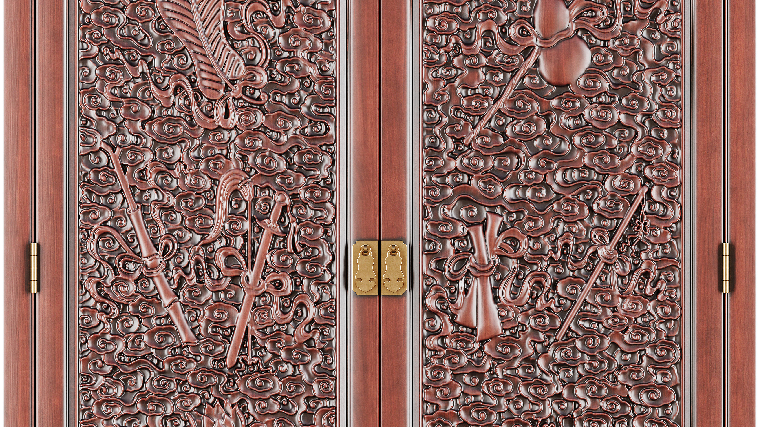 Chinese style，wardrobe，Carved，furniture，Mahogany，red sandalwood，Yellow pear，carving，