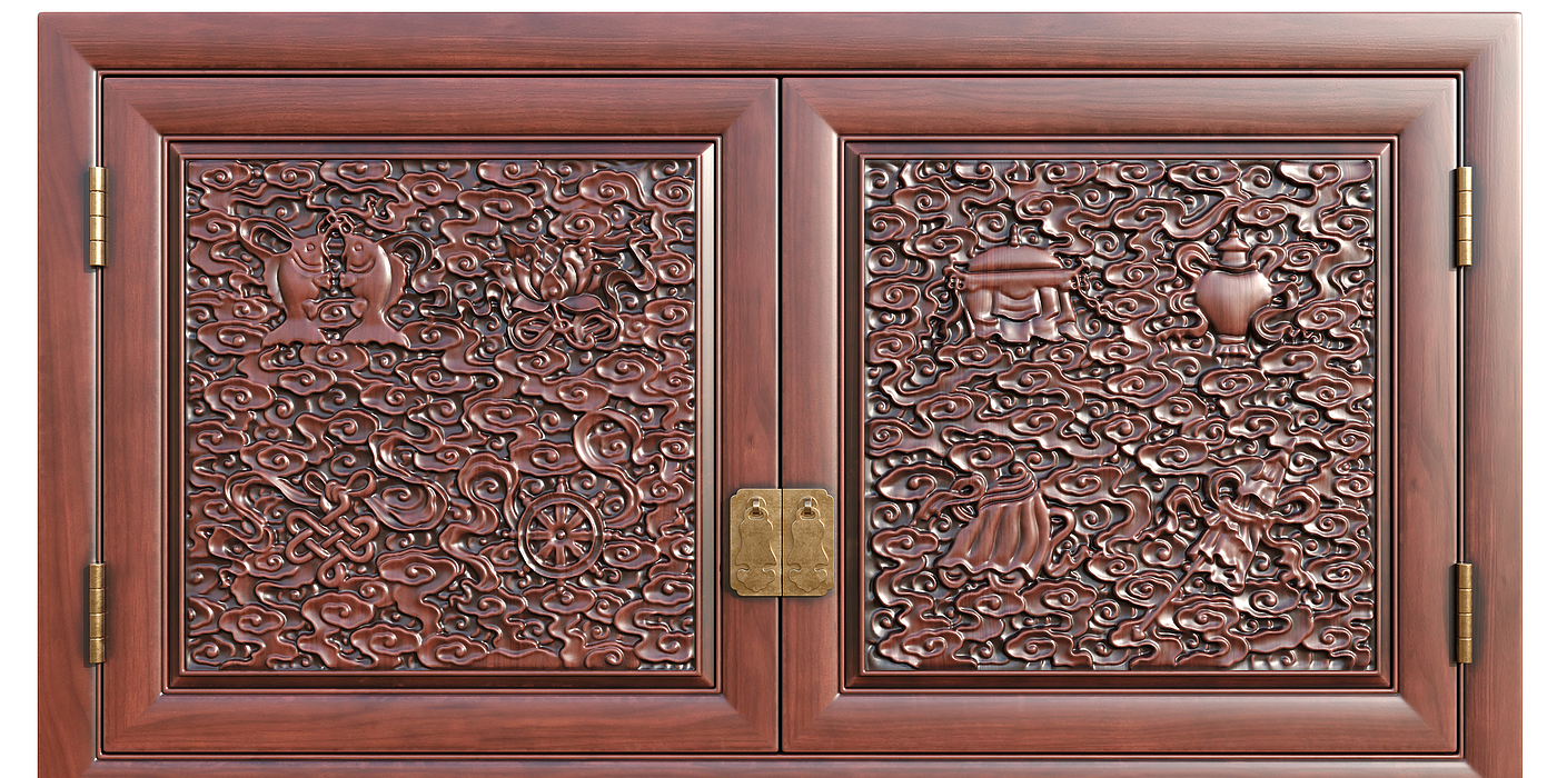 Chinese style，wardrobe，Carved，furniture，Mahogany，red sandalwood，Yellow pear，carving，