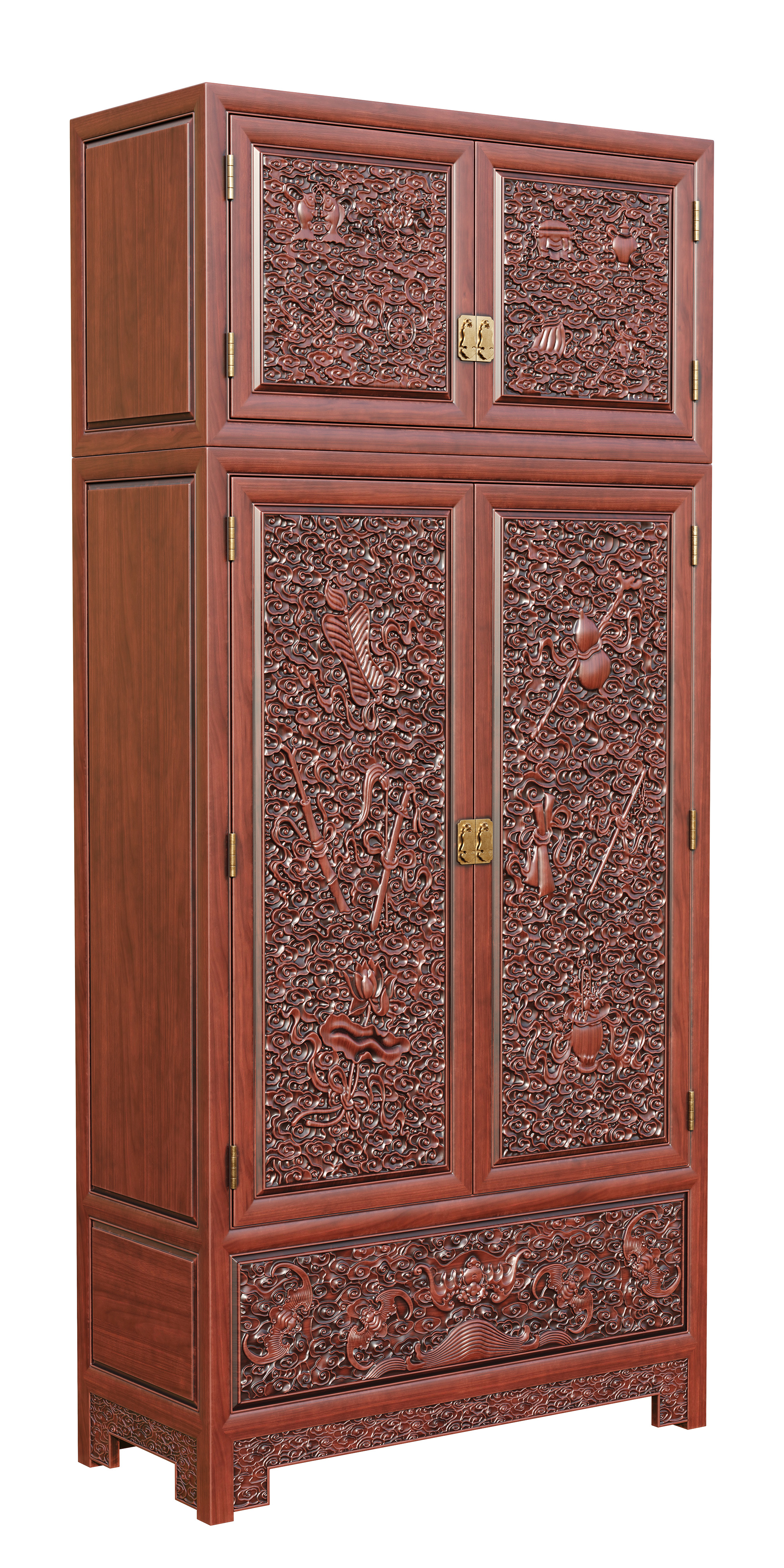 Chinese style，wardrobe，Carved，furniture，Mahogany，red sandalwood，Yellow pear，carving，