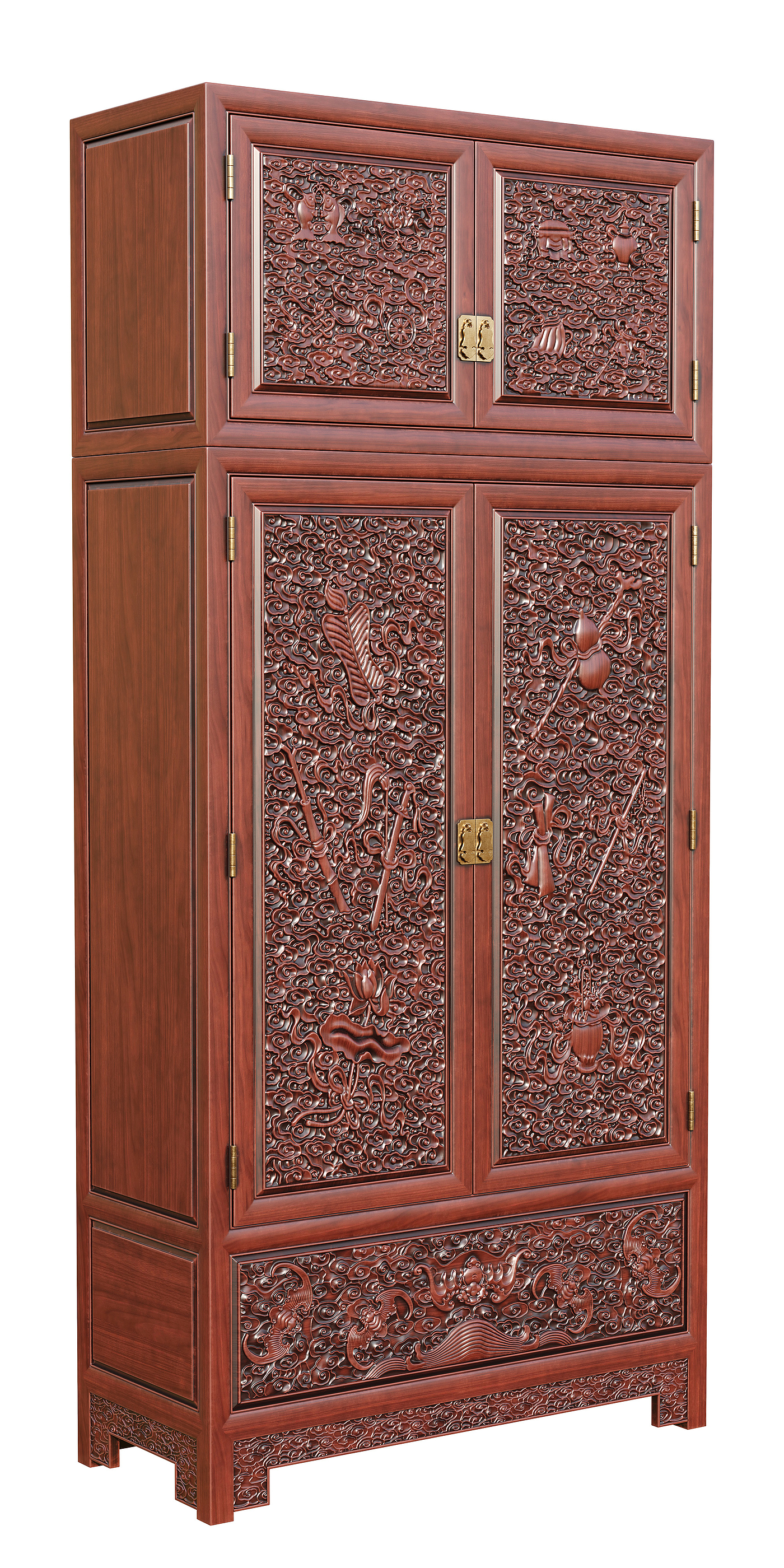 Chinese style，wardrobe，Carved，furniture，Mahogany，red sandalwood，Yellow pear，carving，