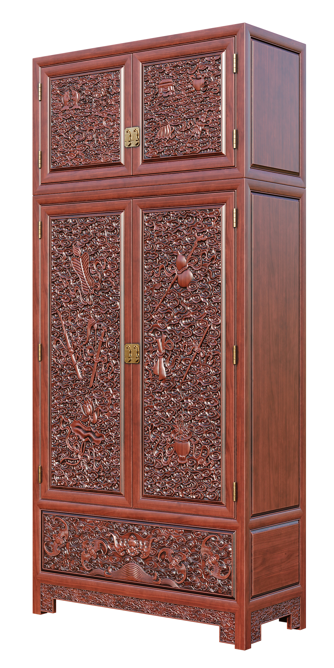 Chinese style，wardrobe，Carved，furniture，Mahogany，red sandalwood，Yellow pear，carving，