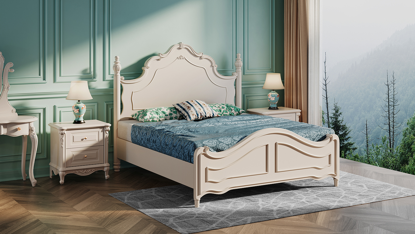 European style，furniture，carving，bedroom，Carved，Modeling rendering animation，Video tutorial，Antique Valley fragrance，