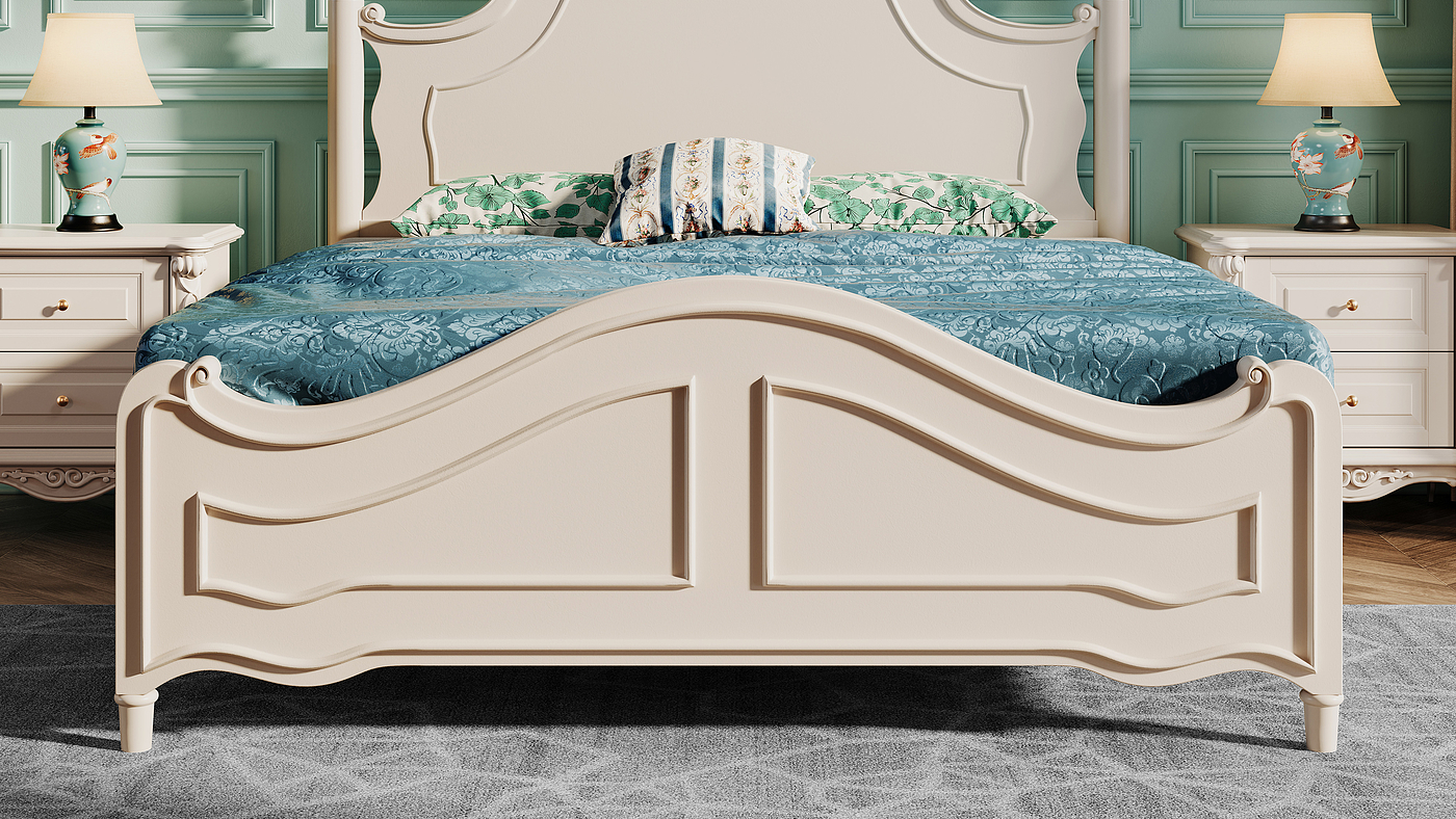 European style，furniture，carving，bedroom，Carved，Modeling rendering animation，Video tutorial，Antique Valley fragrance，