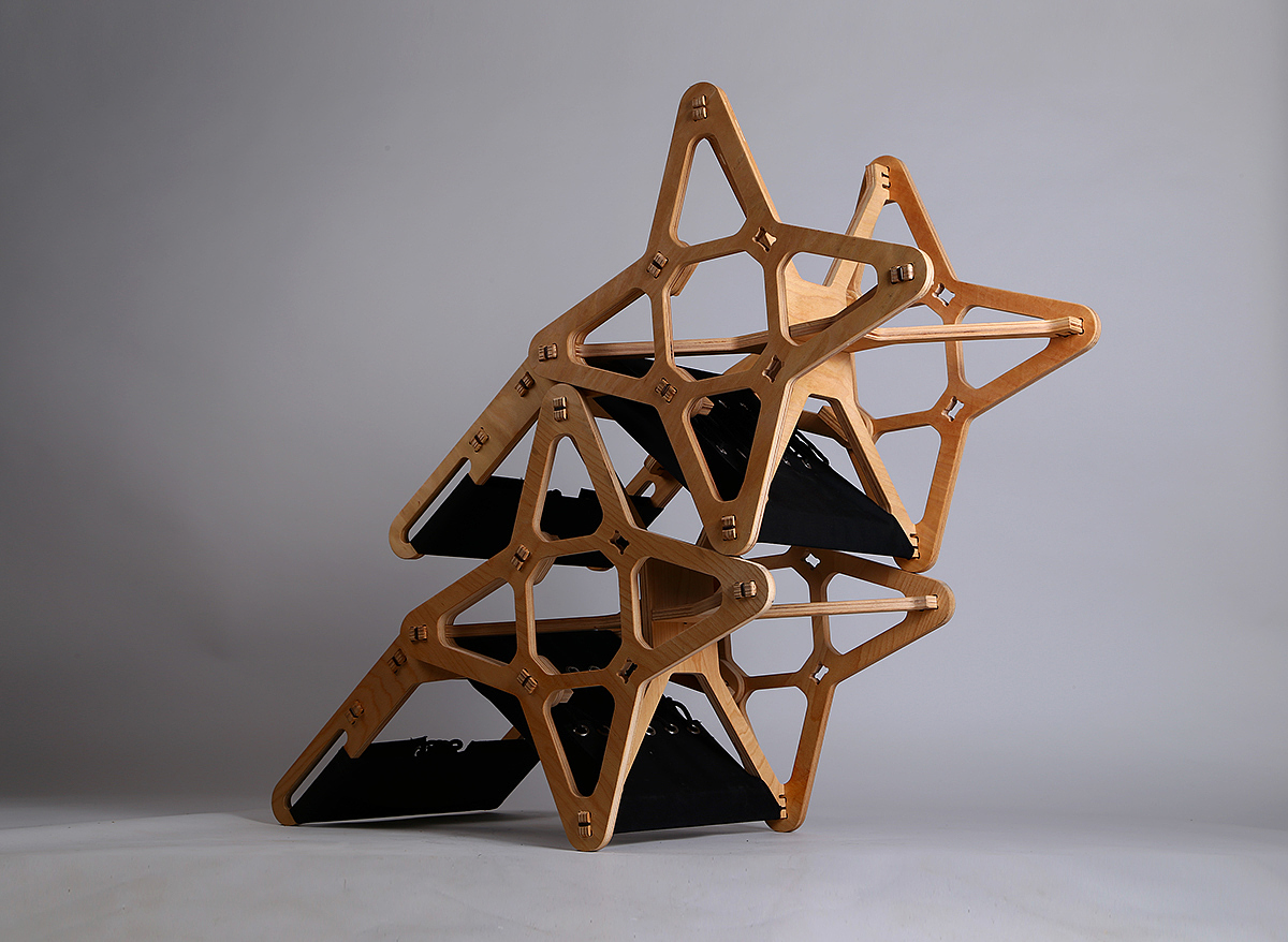 atomic structure，wooden ，Seat design，