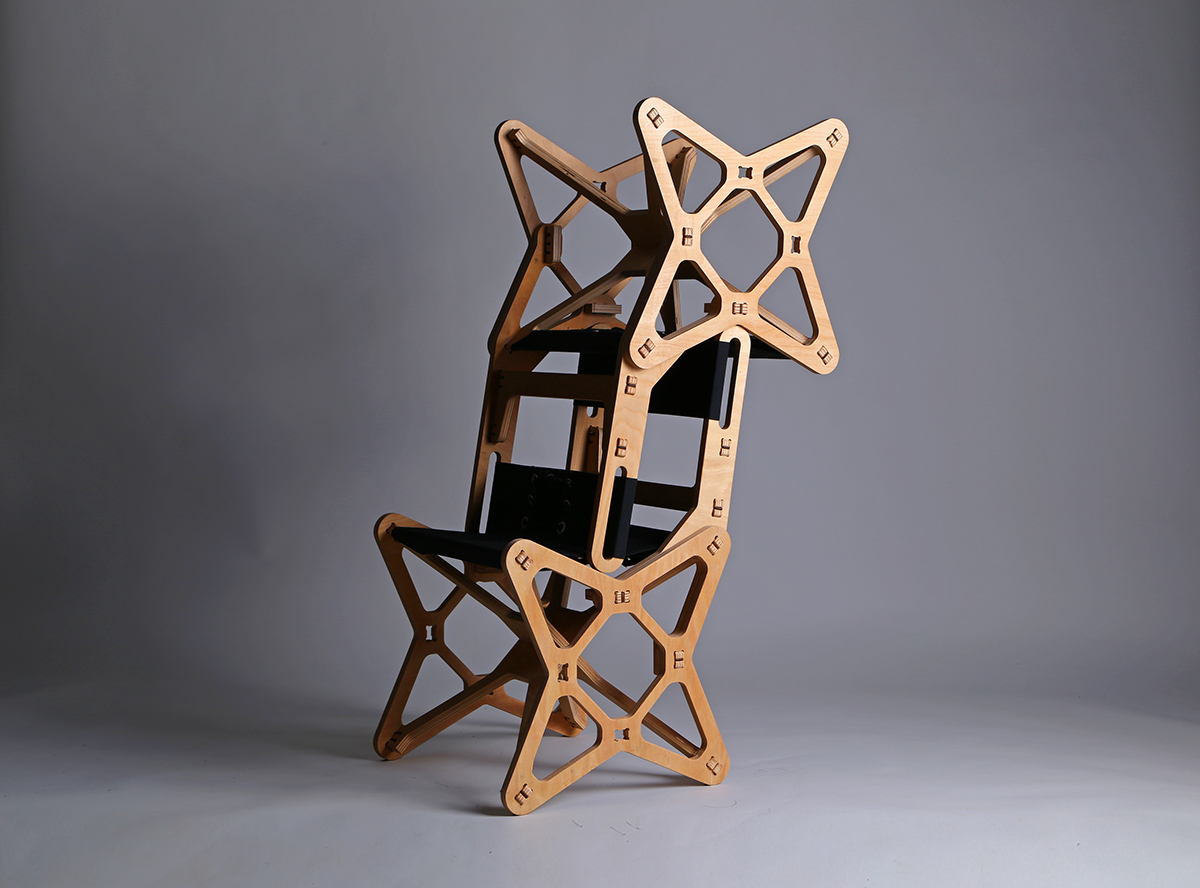 atomic structure，wooden ，Seat design，