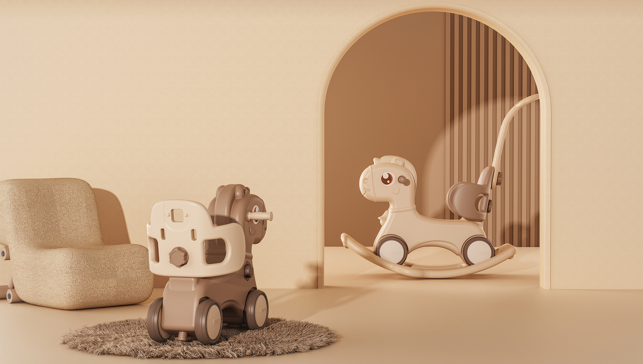 Children's Toys，rocking horse，Mother and baby，Walker，Ouch design，