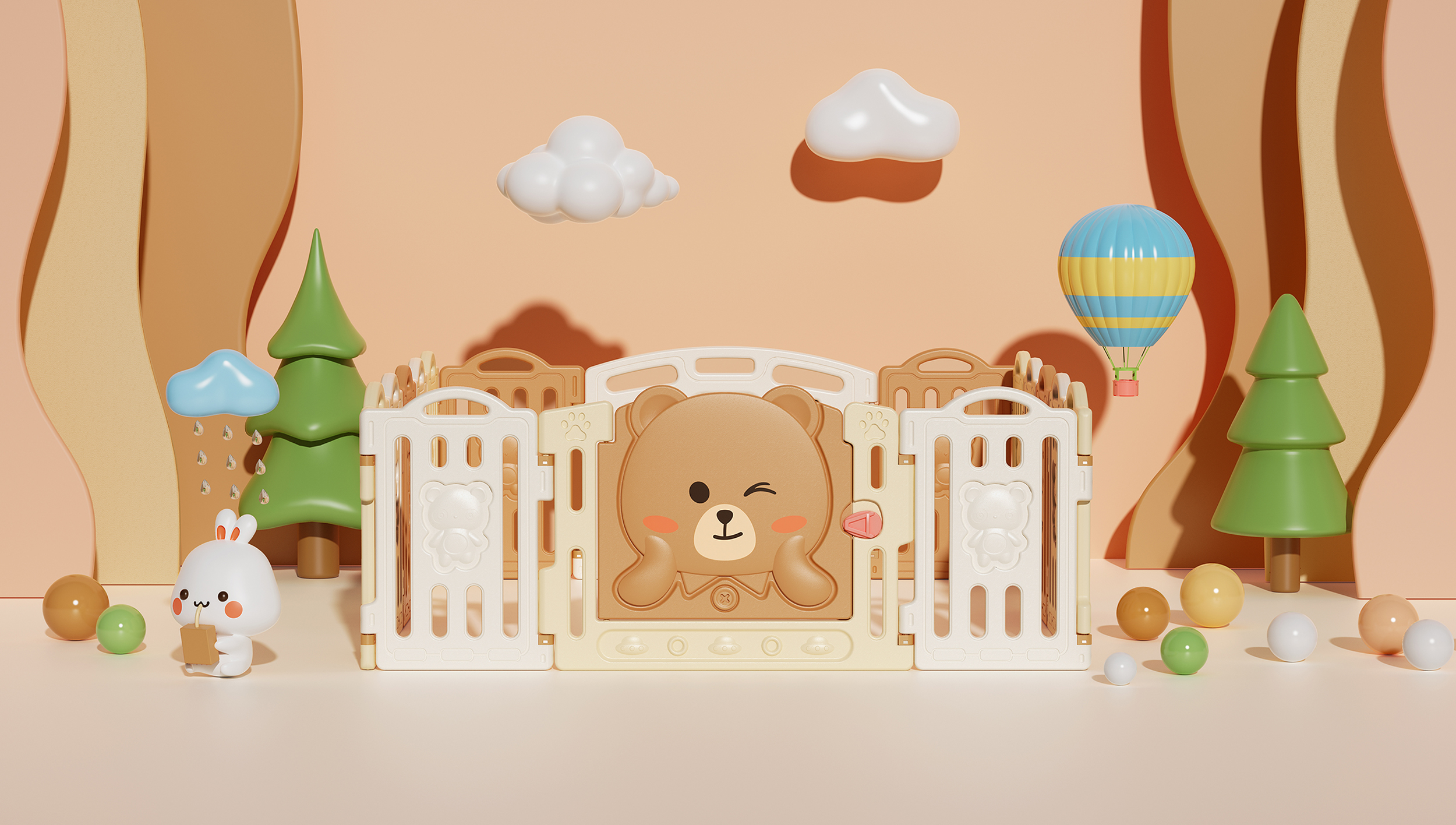 Children's fence，Maternal and infant products，cartoon toy，Ouch design，