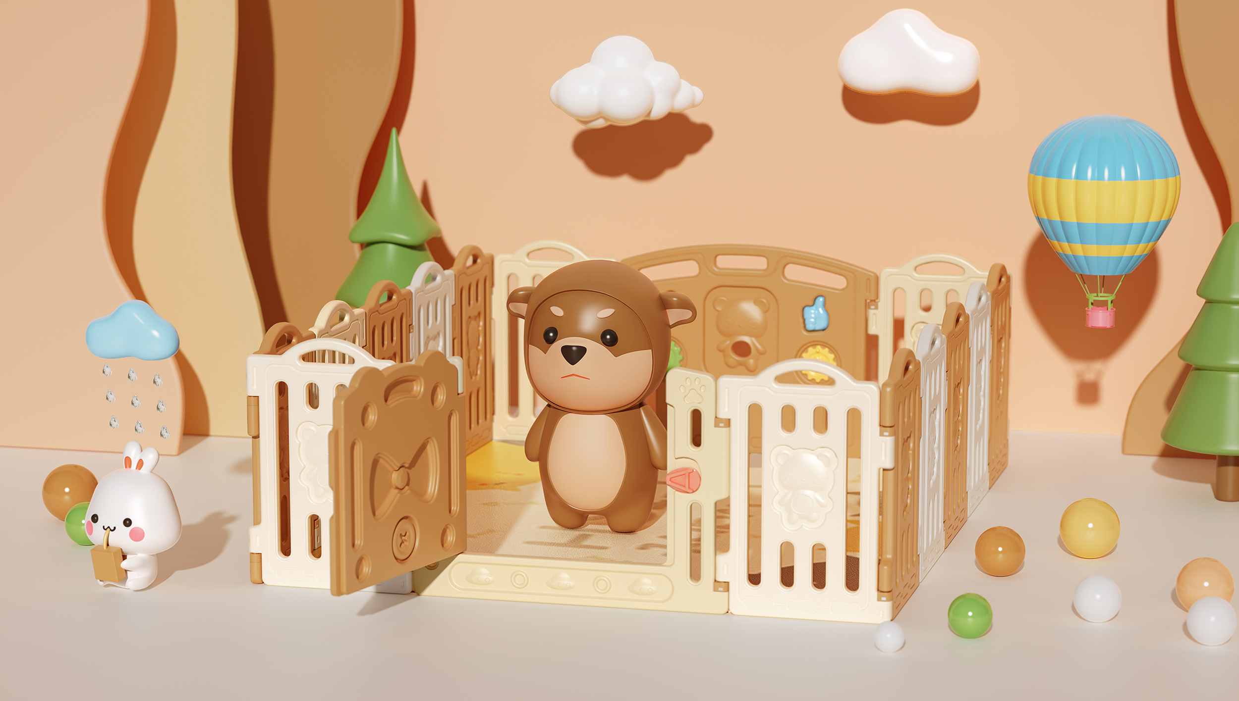 Children's fence，Maternal and infant products，cartoon toy，Ouch design，