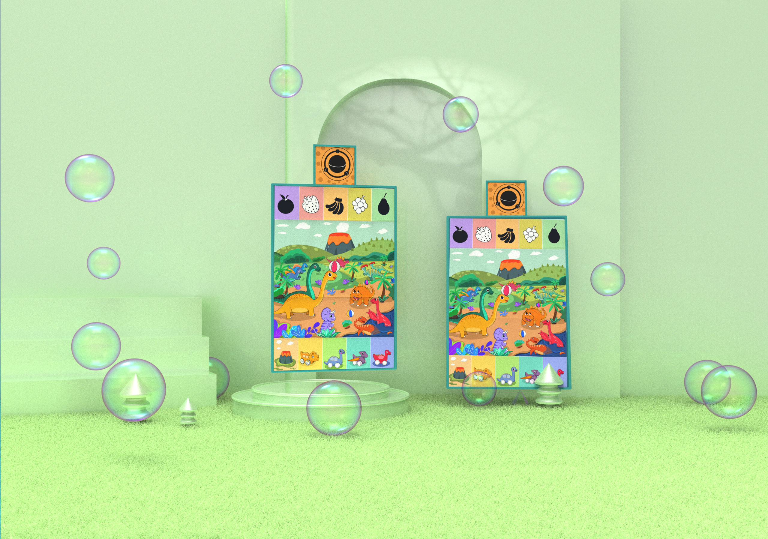 Hair dinosaur theme design a baby crawling cushion，