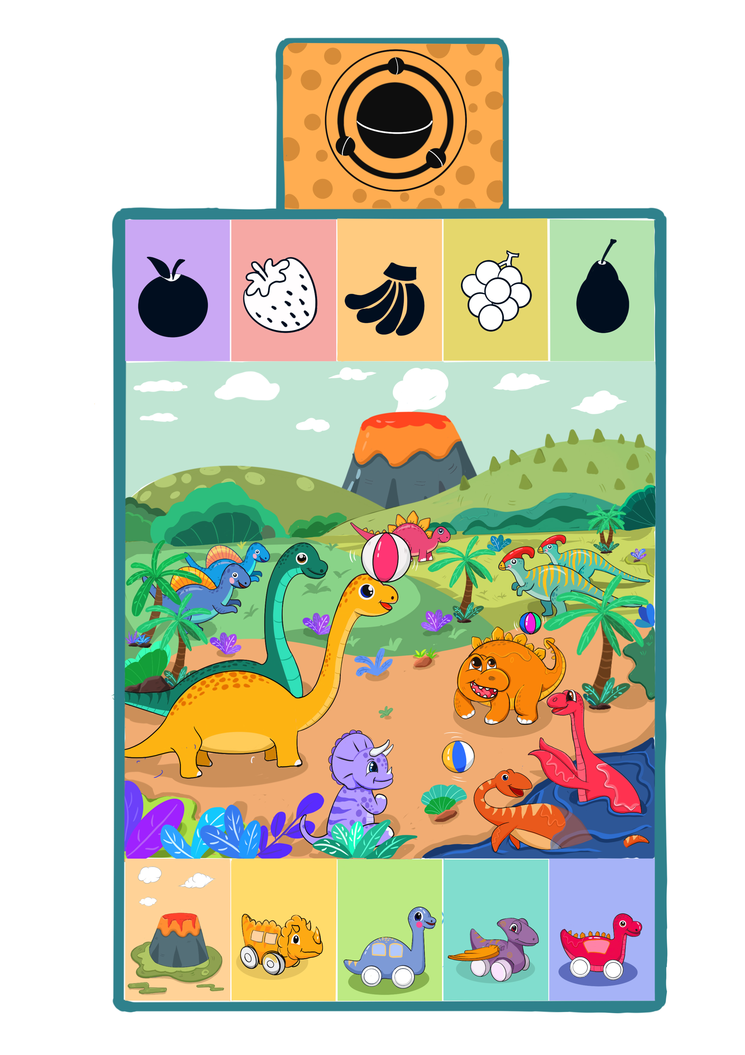 Hair dinosaur theme design a baby crawling cushion，