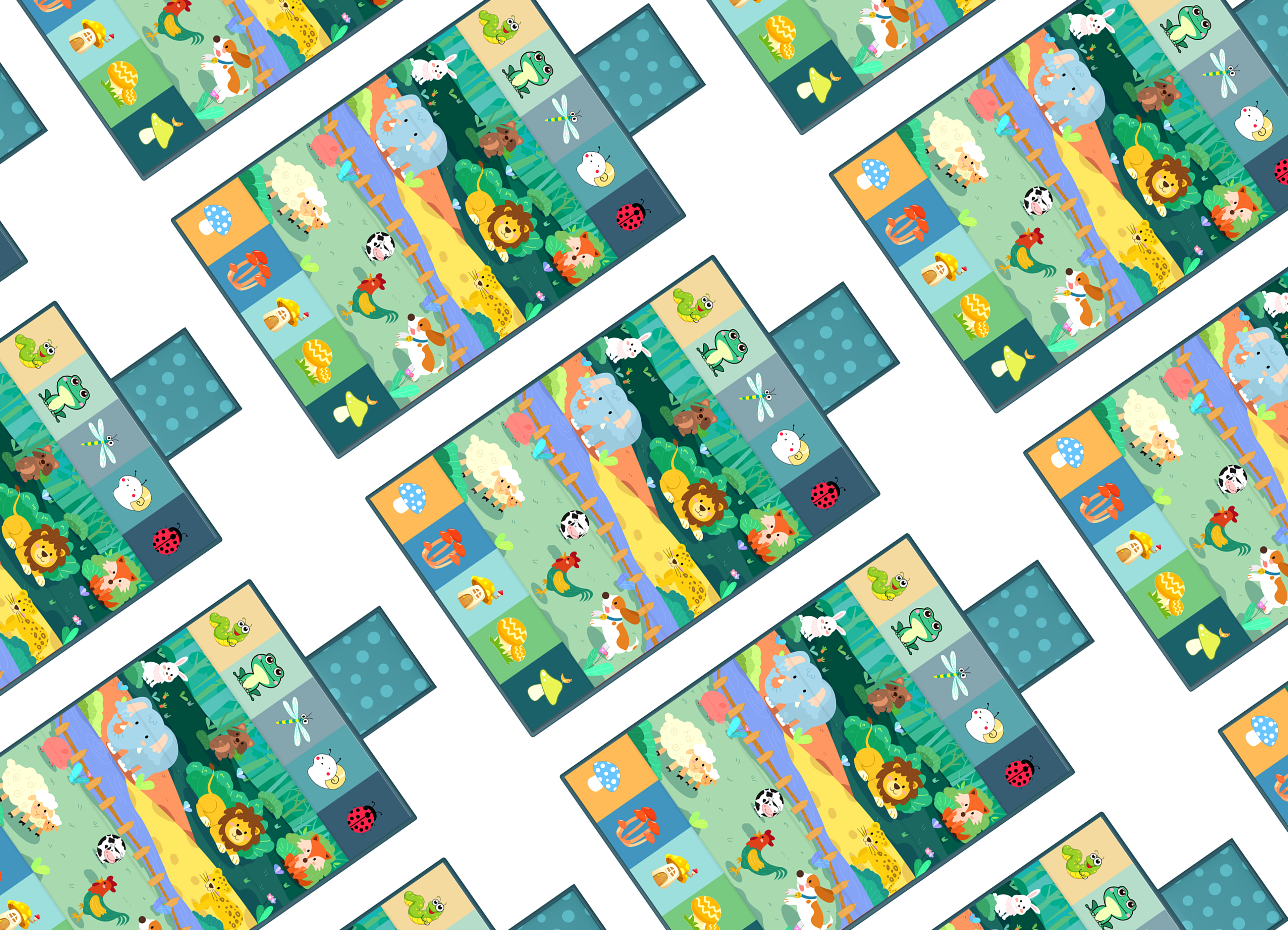 Design a crawling cushion with the theme of forest animals，Baby crawling cushion，