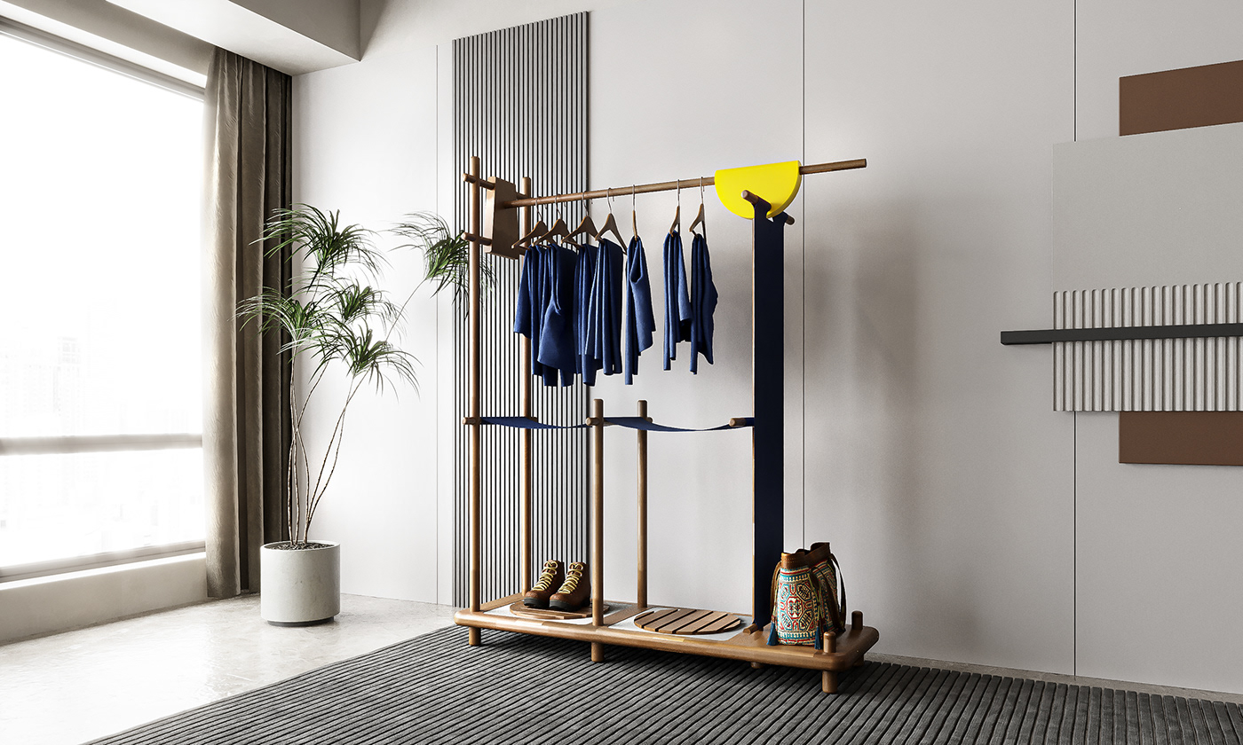 Bamboo，coat hanger，multi-function，INDIGO，