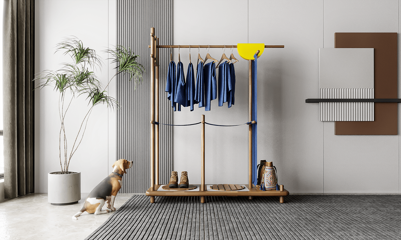 Bamboo，coat hanger，multi-function，INDIGO，