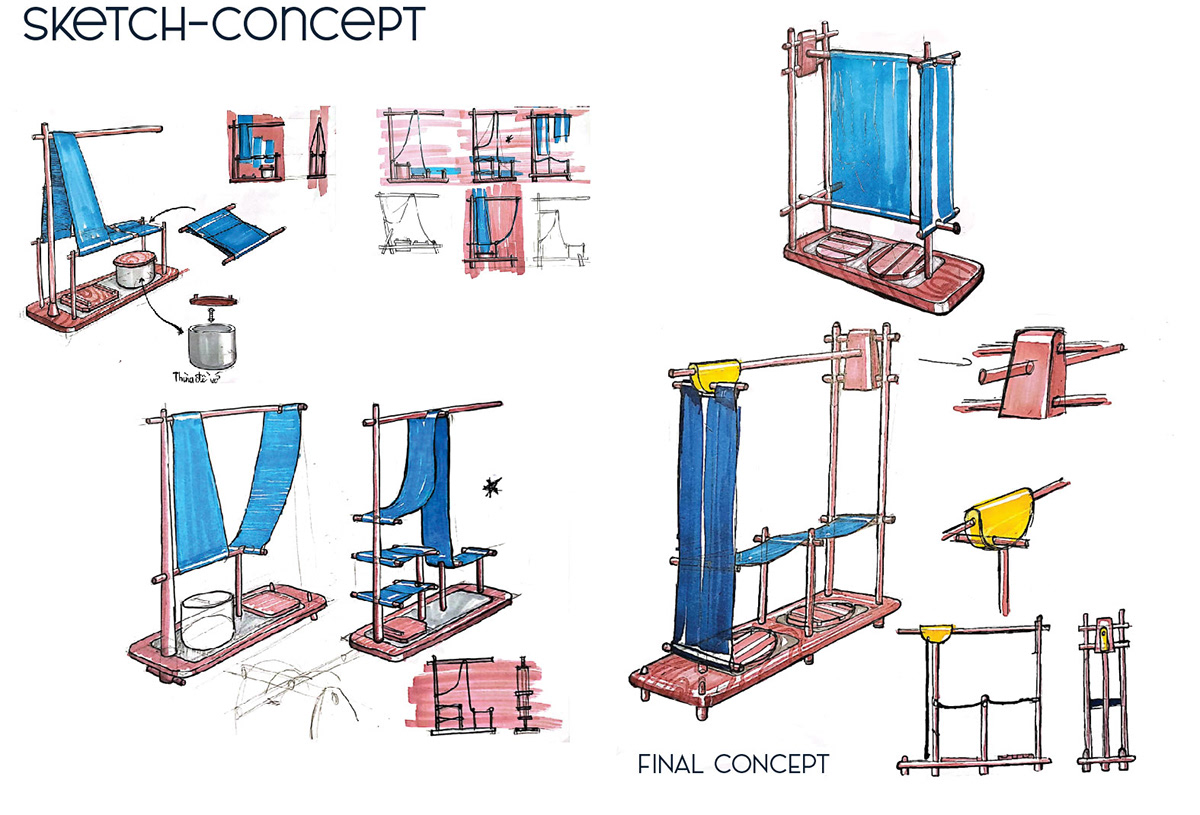 Bamboo，coat hanger，multi-function，INDIGO，