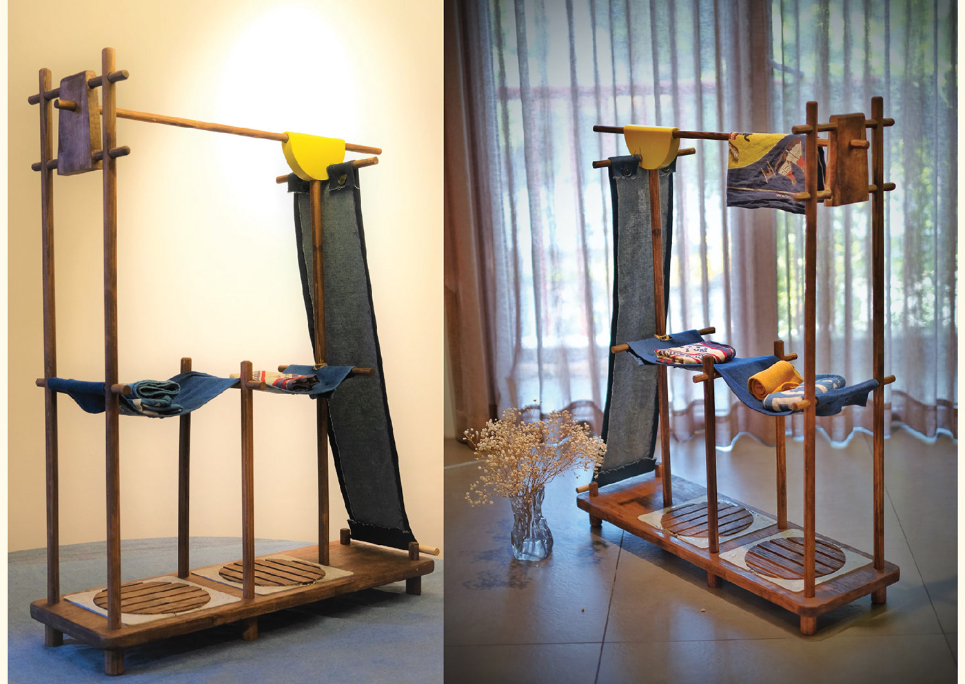 Bamboo，coat hanger，multi-function，INDIGO，