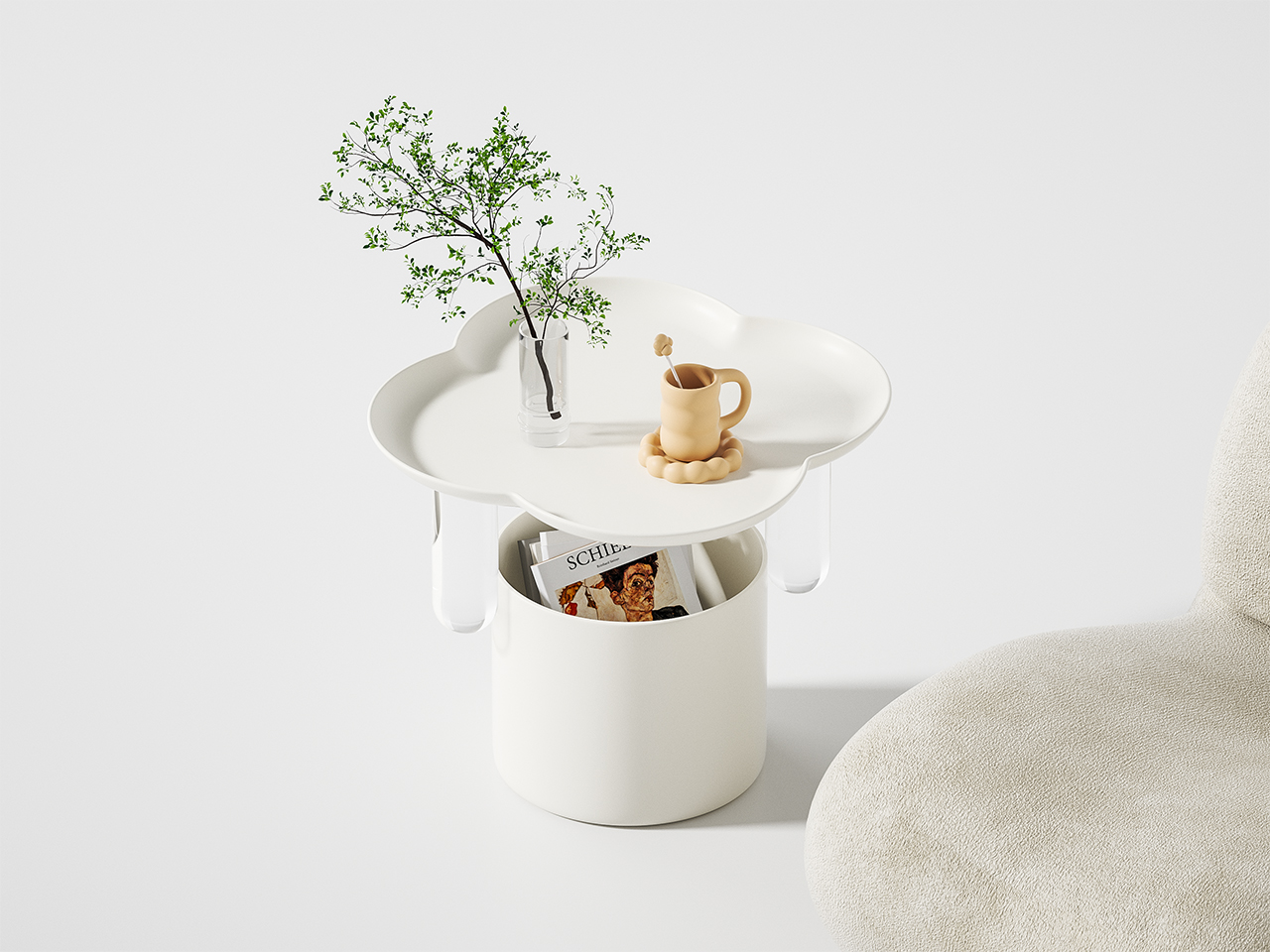 furniture design ，Side table，Cream wind，Cloud edge，